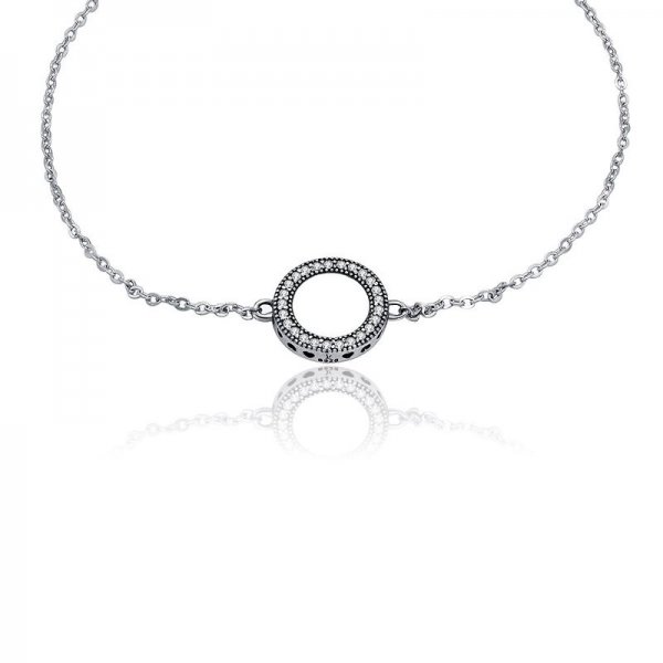 Circle Halo  Pave Bracelet in Sterling zinc