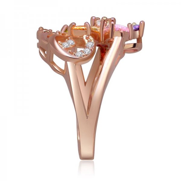 Flower Multicolor Cubic Zirconia Band Ring