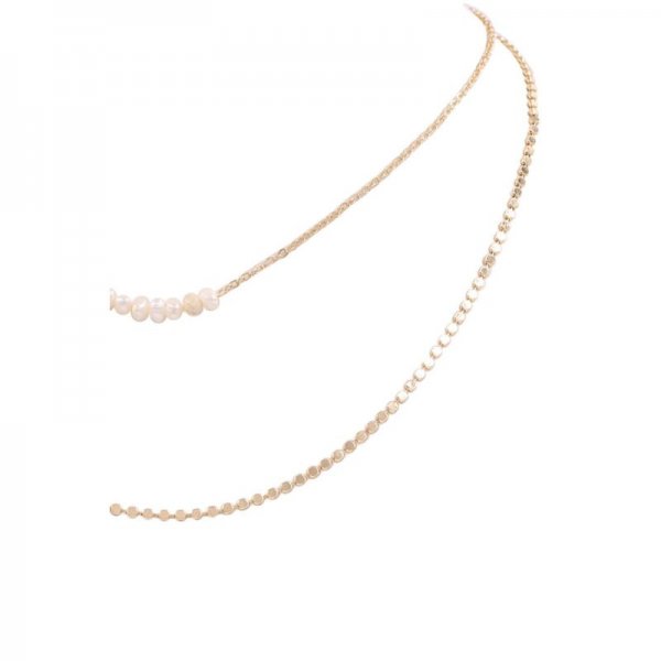 Chain Layered Cream Pearl Necklace