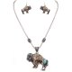 Bison Engraved Western Vintage Necklace Set