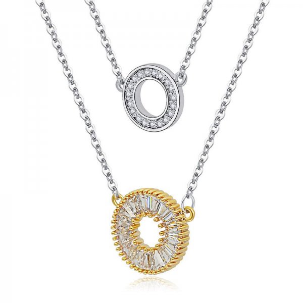 Two Tone  Circle Drop Necklace