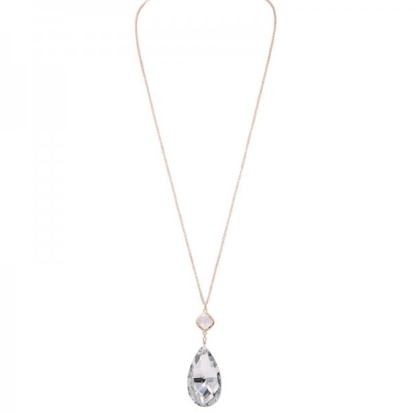 Glass Jewel Teardrop Long Necklace