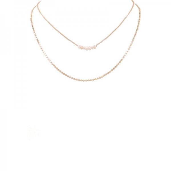 Chain Layered Cream Pearl Necklace