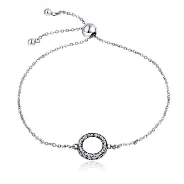 Circle Halo  Pave Bracelet in Sterling zinc