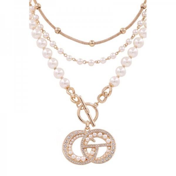 Metal C Chain Pendant Necklace Set