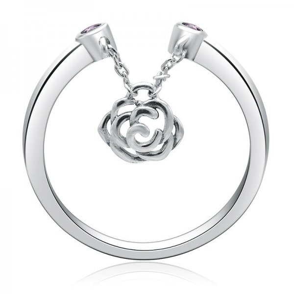 Rose Dangle 925 Sterling zinc Ring