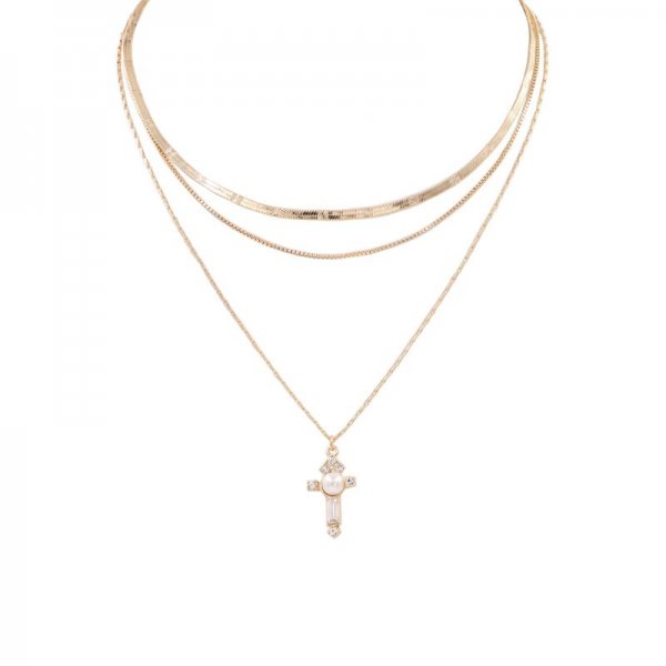 Cream Pearl Cross Necklace