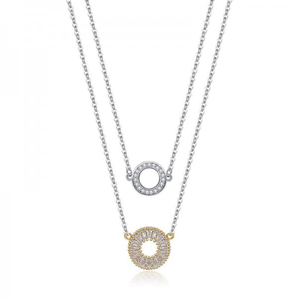 Two Tone  Circle Drop Necklace