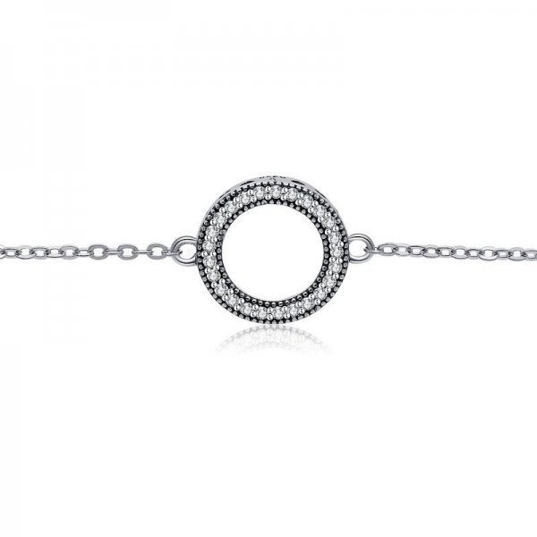 Circle Halo  Pave Bracelet in Sterling zinc