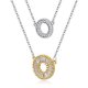 Two Tone  Circle Drop Necklace