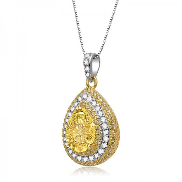 Enticing Bright Yellow Drop Shape Gemstone Necklace