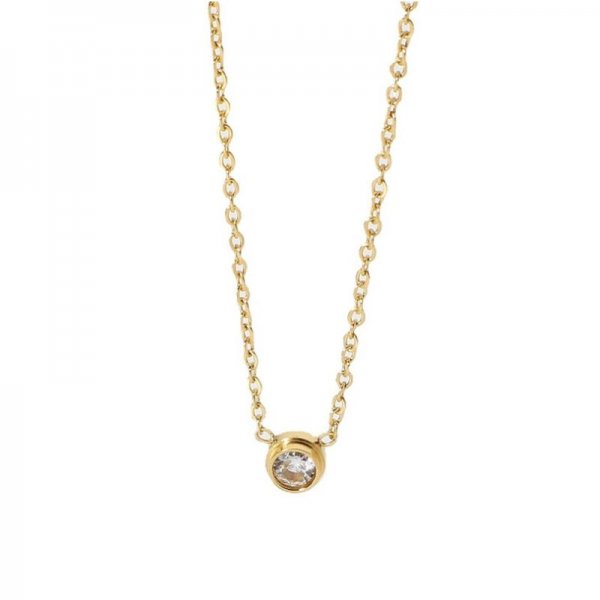 Delicate Round Solitaire Necklace