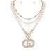 Metal C Chain Pendant Necklace Set