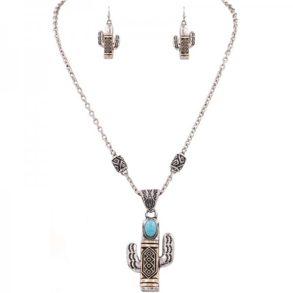 Cactus Western Vintage Necklace Set